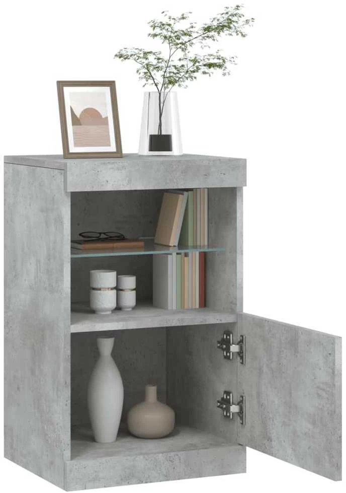 Šoninė spintelė su LED lemputėmis, betono pilka, 41x37x67cm