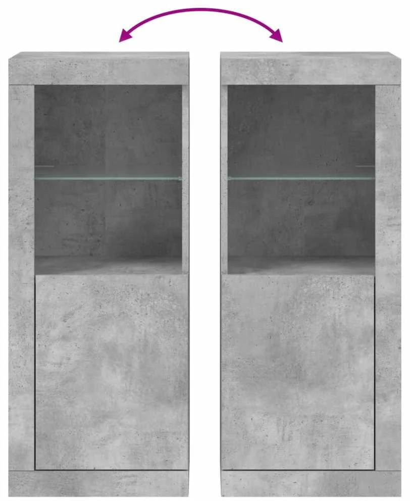 Šoninė spintelė su LED lemputėmis, betono pilka, 41x37x100cm