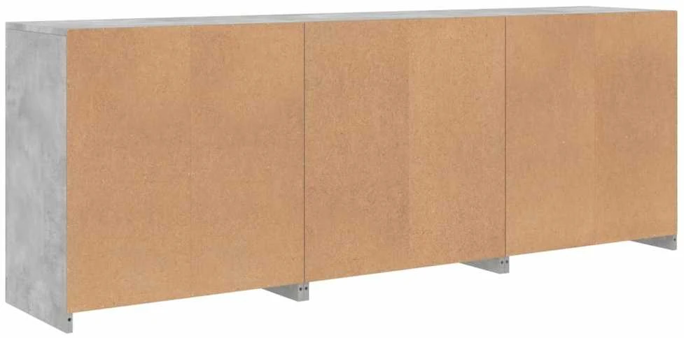 Šoninė spintelė su LED lemputėmis, betono pilka, 181,5x37x67cm