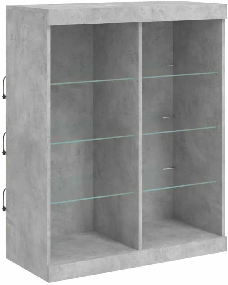 Šoninė spintelė su LED lemputėmis, betono pilka, 202x37x100cm