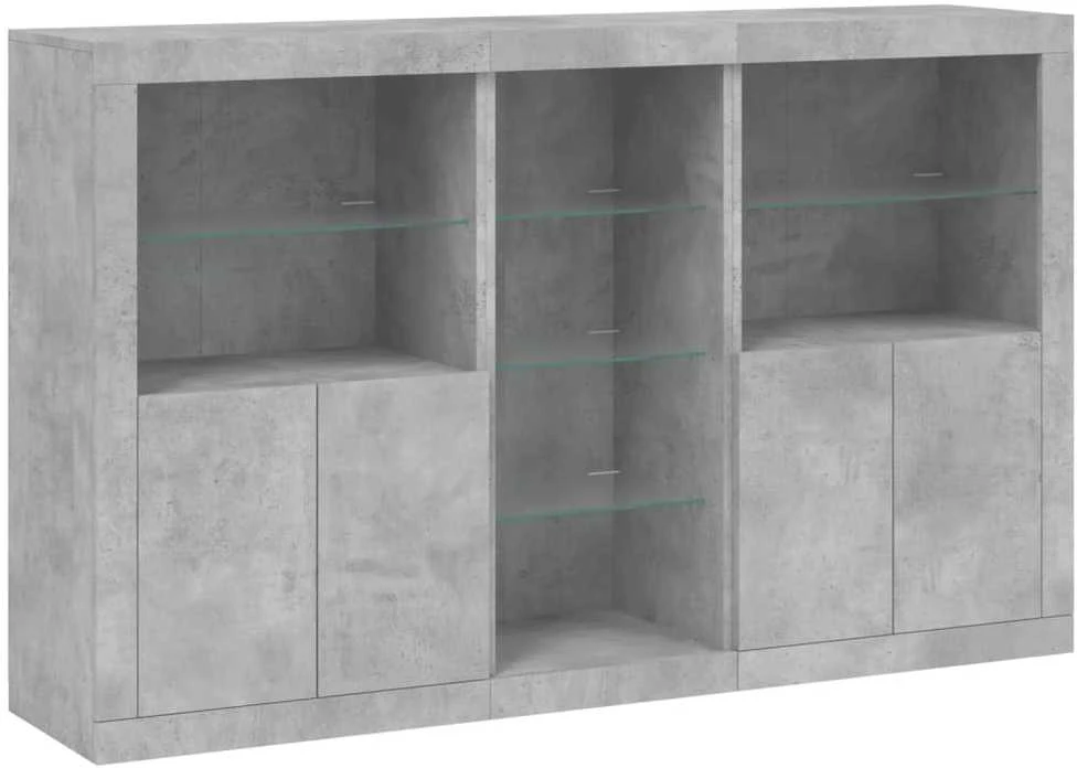 Šoninė spintelė su LED lemputėmis, betono pilka, 162x37x100cm