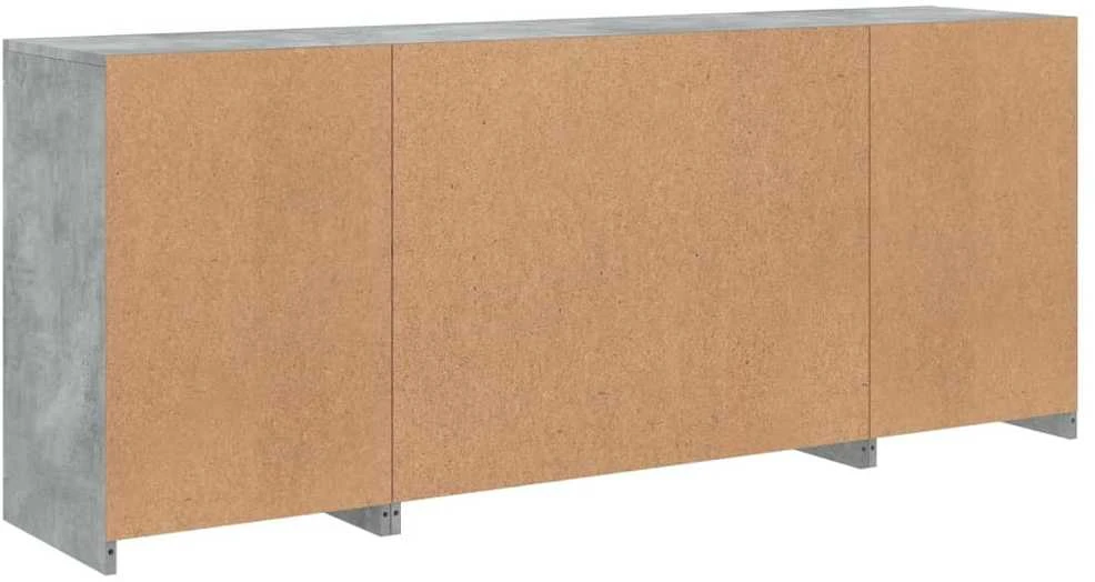 Šoninė spintelė su LED lemputėmis, betono pilka, 163x37x67cm