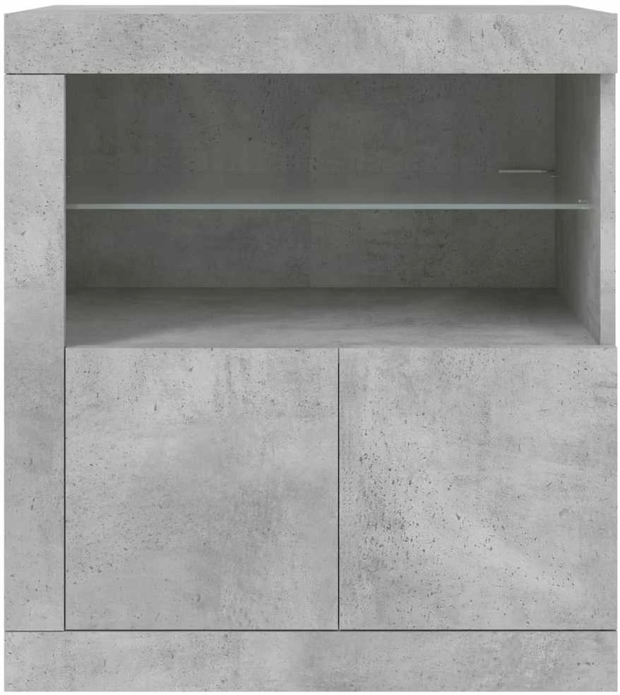 Šoninė spintelė su LED lemputėmis, betono pilka, 60,5x37x67cm