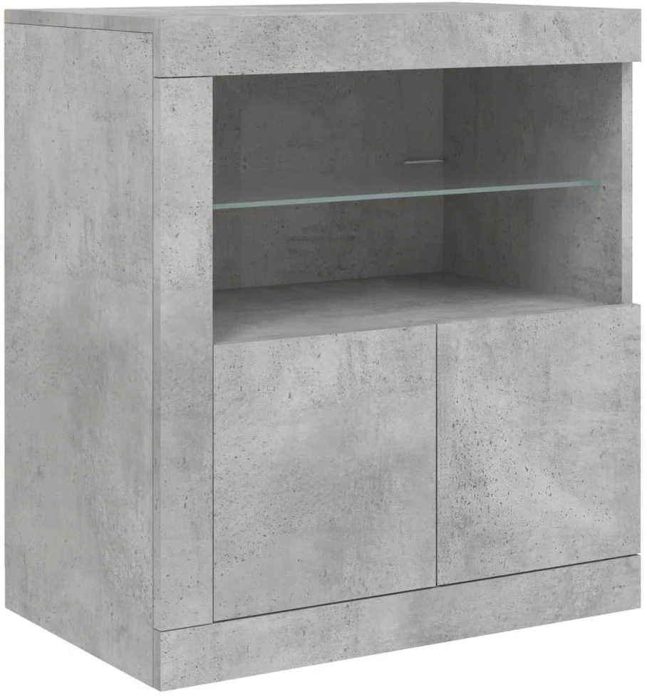 Šoninė spintelė su LED lemputėmis, betono pilka, 202x37x67cm
