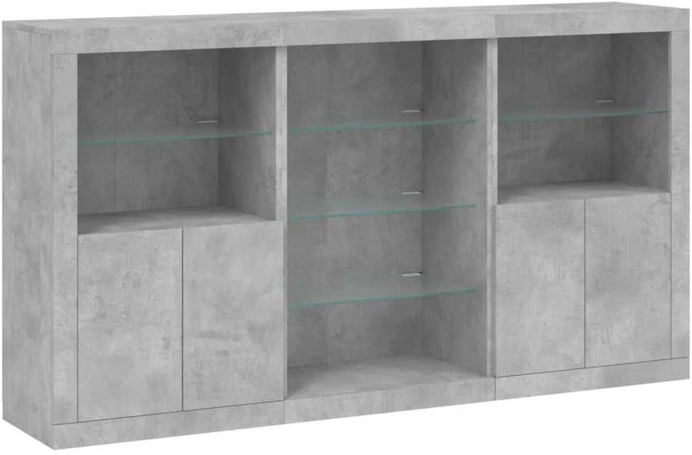 Šoninė spintelė su LED lemputėmis, betono pilka, 181,5x37x100cm