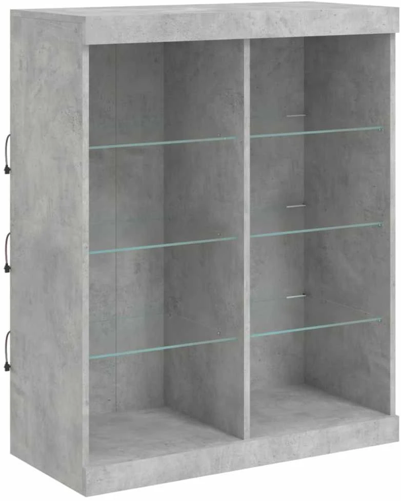 Šoninė spintelė su LED lemputėmis, betono pilka, 81x37x100cm