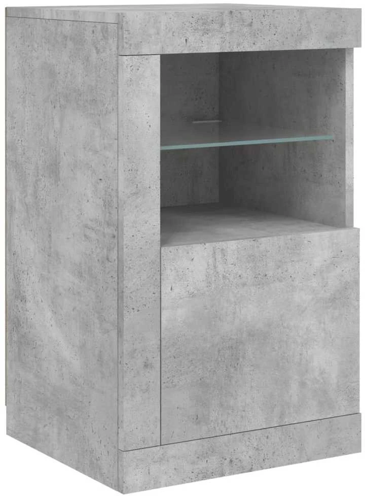 Šoninė spintelė su LED lemputėmis, betono pilka, 163x37x67cm