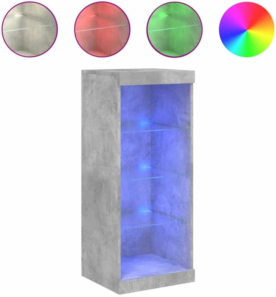 Šoninė spintelė su LED lemputėmis, betono pilka, 41x37x100cm