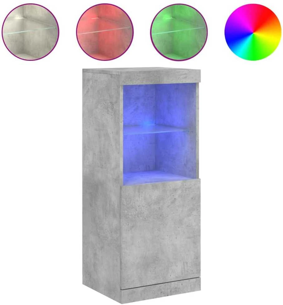 Šoninė spintelė su LED lemputėmis, betono pilka, 41x37x100cm