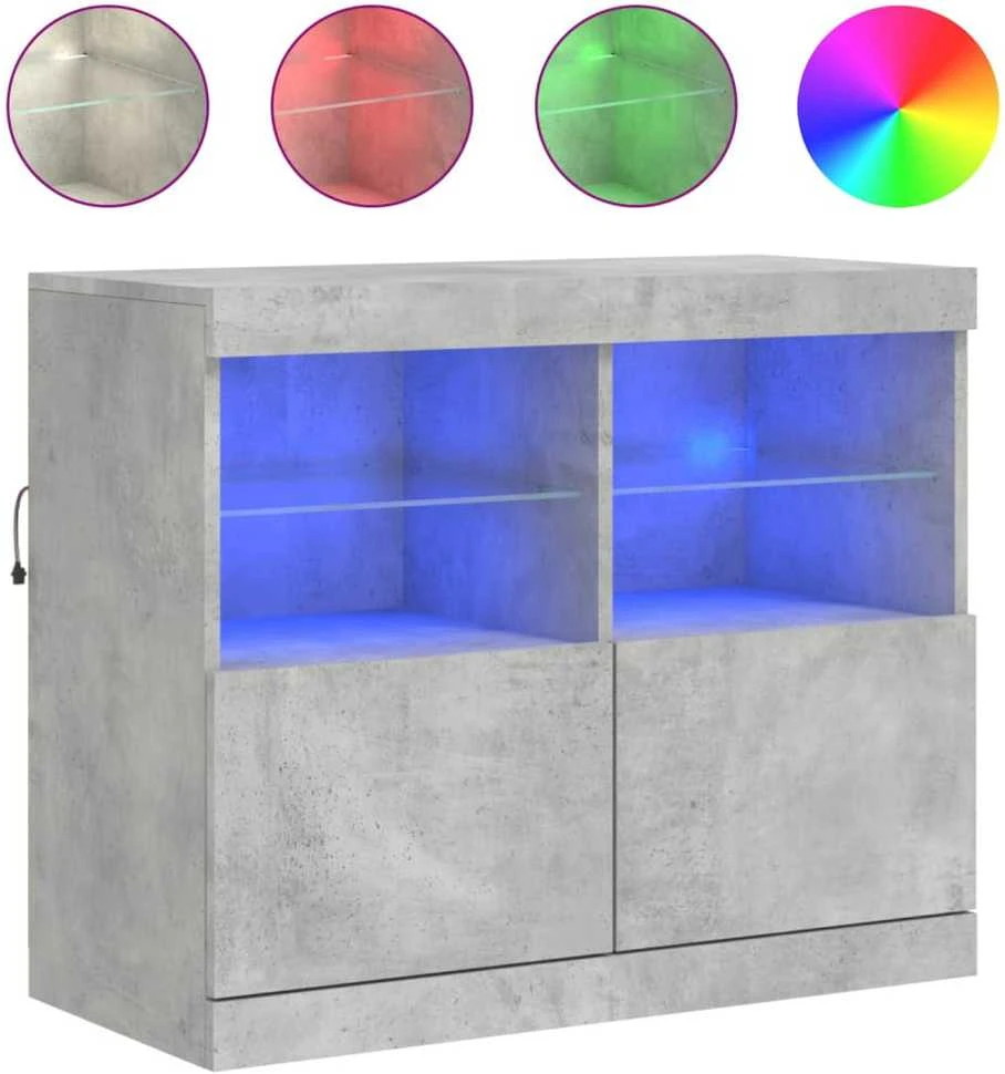 Šoninė spintelė su LED lemputėmis, betono pilka, 81x37x67cm