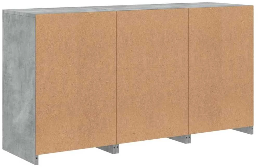 Šoninė spintelė su LED lemputėmis, betono pilka, 123x37x67cm