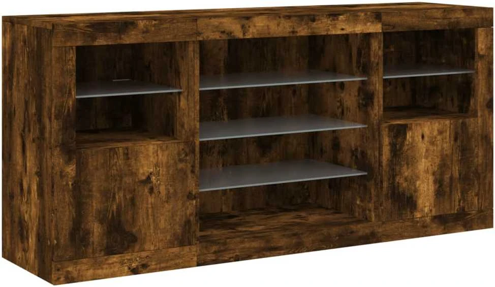 Šoninė spintelė su LED lemputėmis, dūminė, 142,5x37x67cm