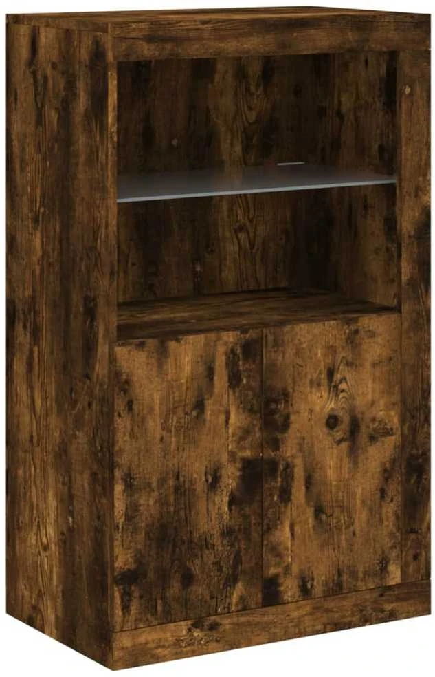 Šoninė spintelė su LED lemputėmis, dūminė, 181,5x37x100cm