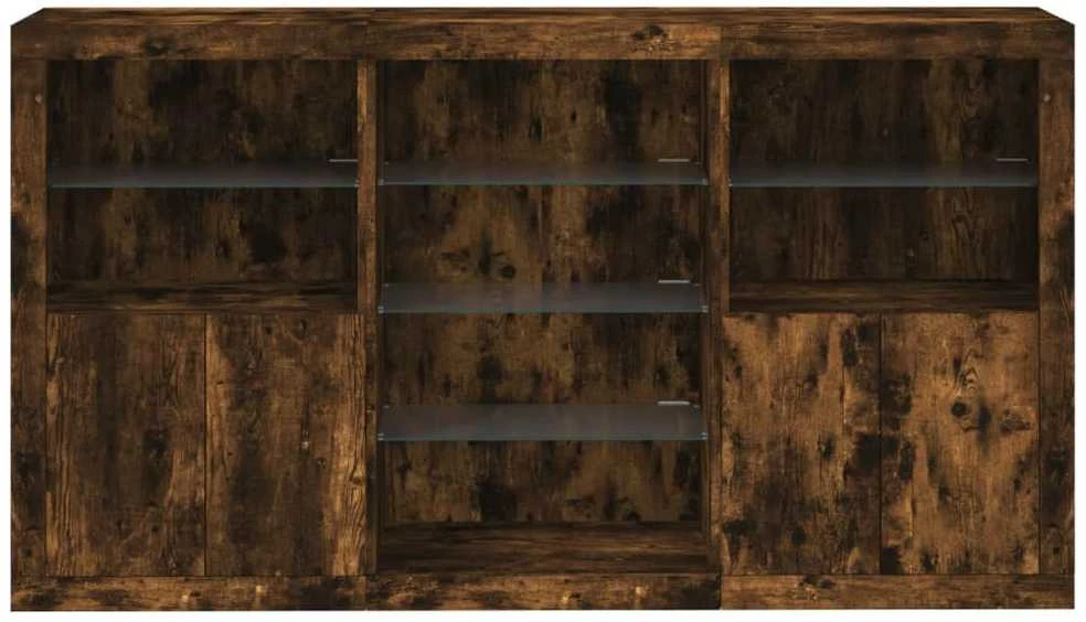 Šoninė spintelė su LED lemputėmis, dūminė, 181,5x37x100cm