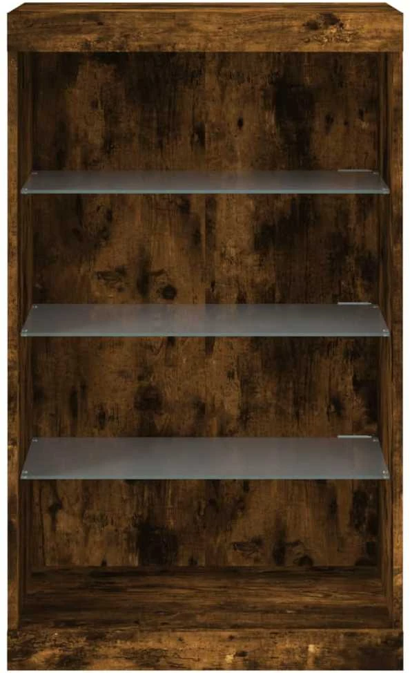 Šoninė spintelė su LED lemputėmis, dūminė, 60,5x37x100cm