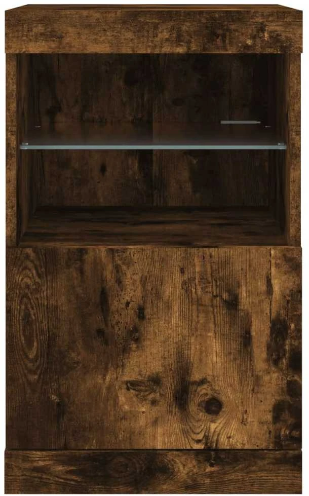 Šoninė spintelė su LED lemputėmis, dūminio ąžuolo, 41x37x67cm