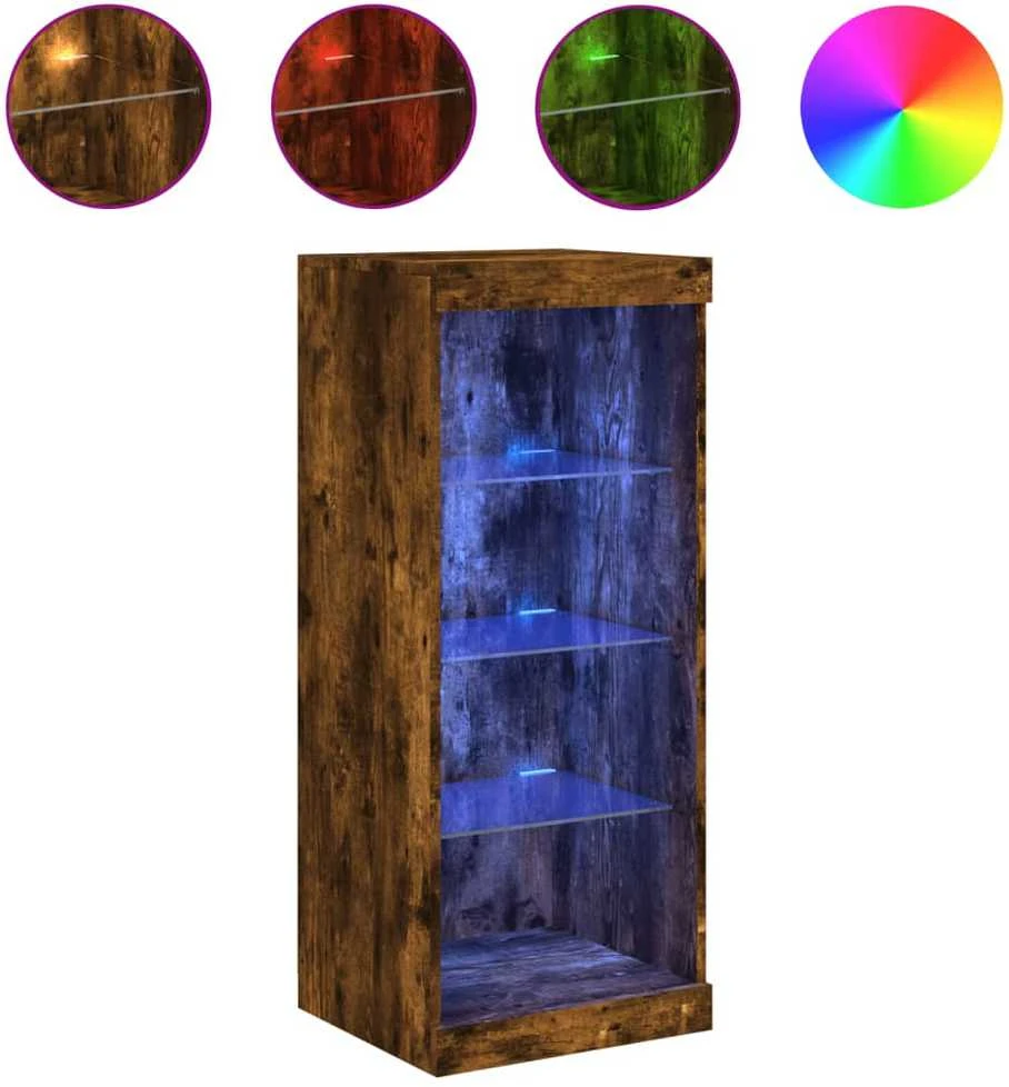 Šoninė spintelė su LED lemputėmis, dūminio ąžuolo, 41x37x100cm
