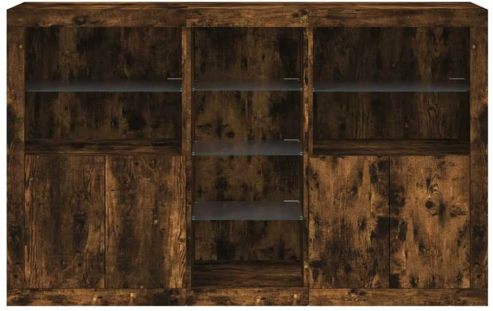 Šoninė spintelė su LED lemputėmis, dūminio ąžuolo, 162x37x100cm