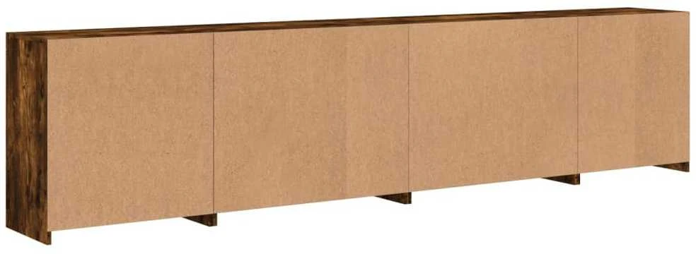 Šoninė spintelė su LED lemputėmis, dūminio ąžuolo, 283x37x67cm