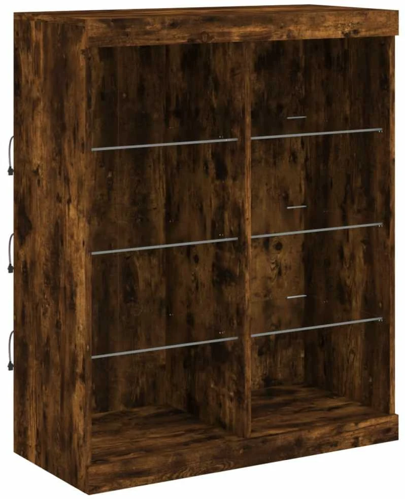 Šoninė spintelė su LED lemputėmis, dūminio ąžuolo, 202x37x100cm