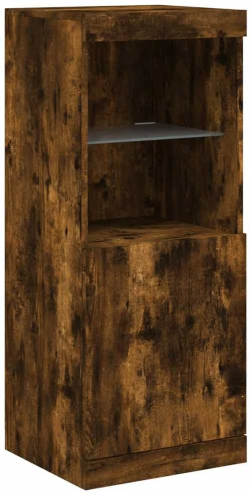 Šoninė spintelė su LED lemputėmis, dūminio ąžuolo, 162x37x100cm