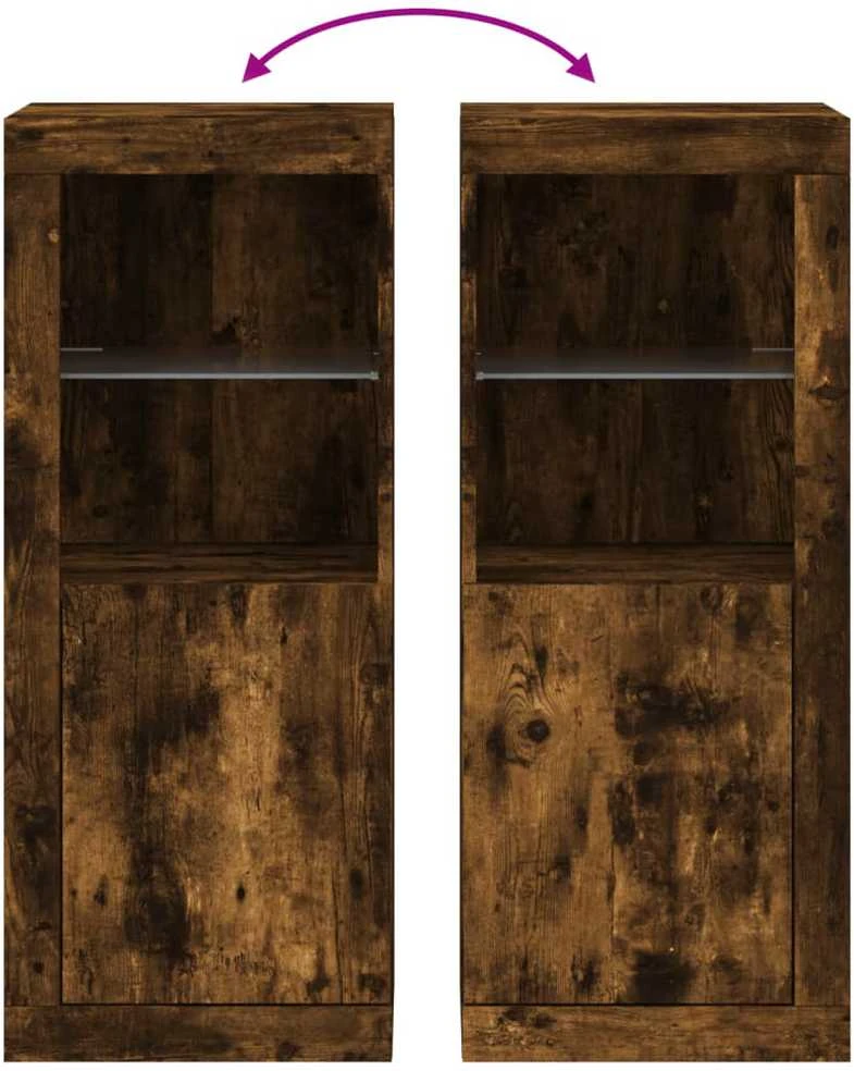 Šoninė spintelė su LED lemputėmis, dūminio ąžuolo, 41x37x100cm