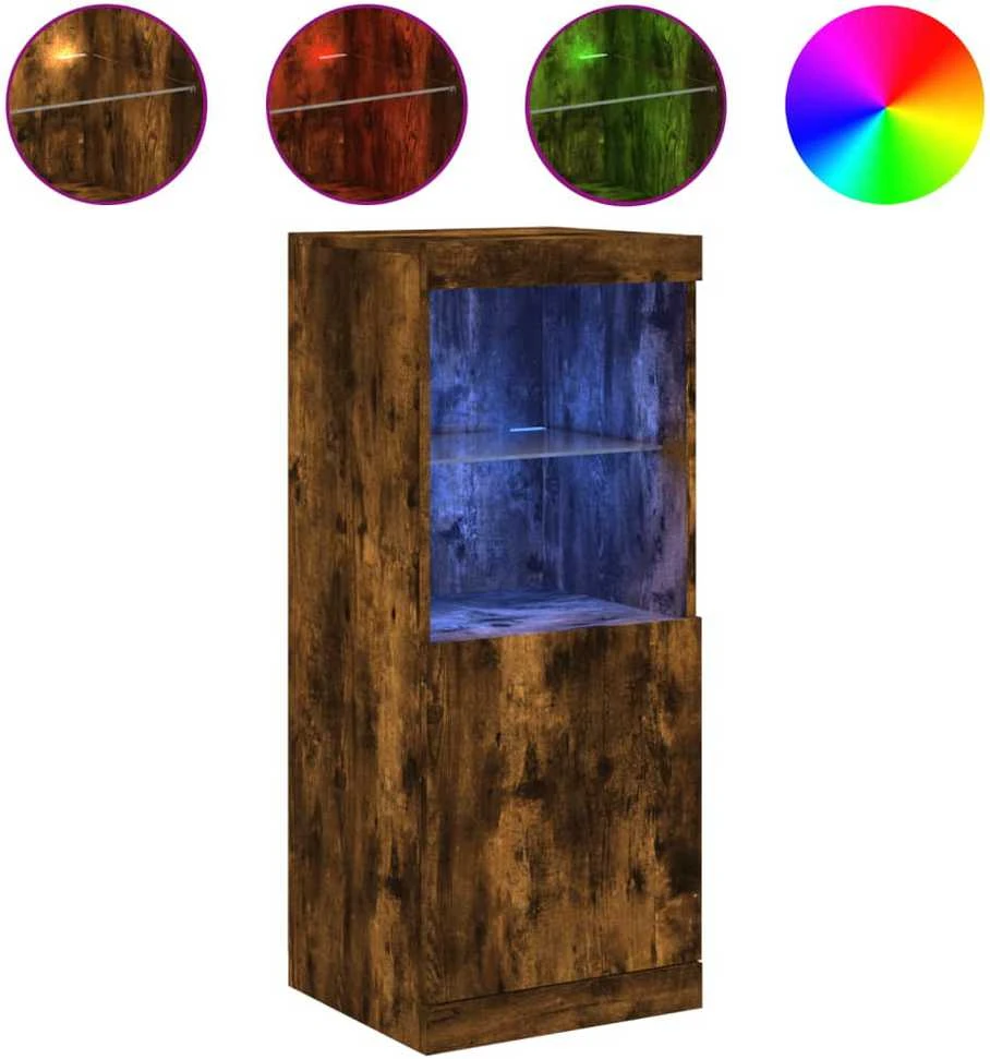 Šoninė spintelė su LED lemputėmis, dūminio ąžuolo, 41x37x100cm