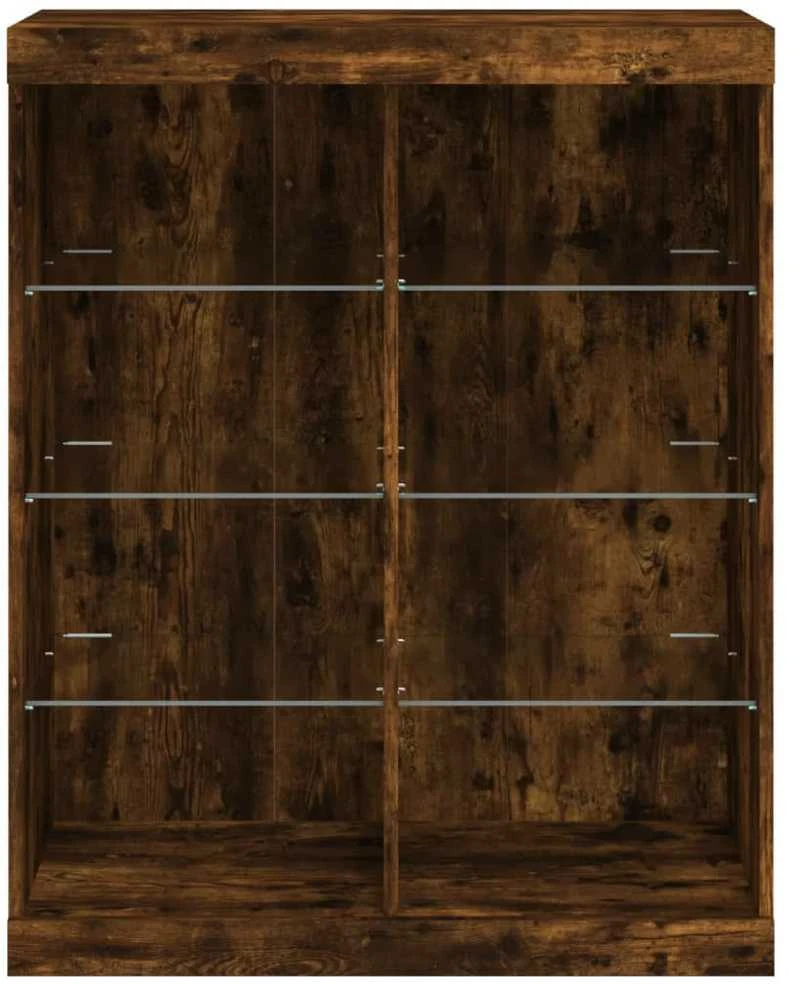 Šoninė spintelė su LED lemputėmis, dūminio ąžuolo, 81x37x100cm