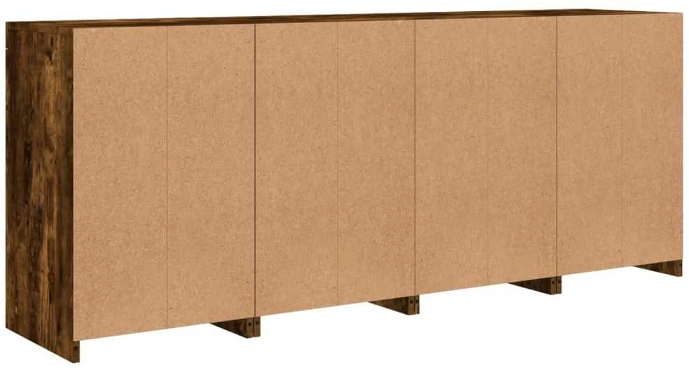 Šoninė spintelė su LED lemputėmis, dūminio ąžuolo, 164x37x67cm