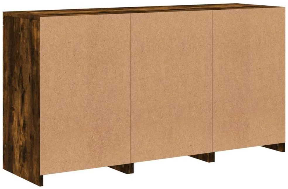 Šoninė spintelė su LED lemputėmis, dūminio ąžuolo, 123x37x67cm