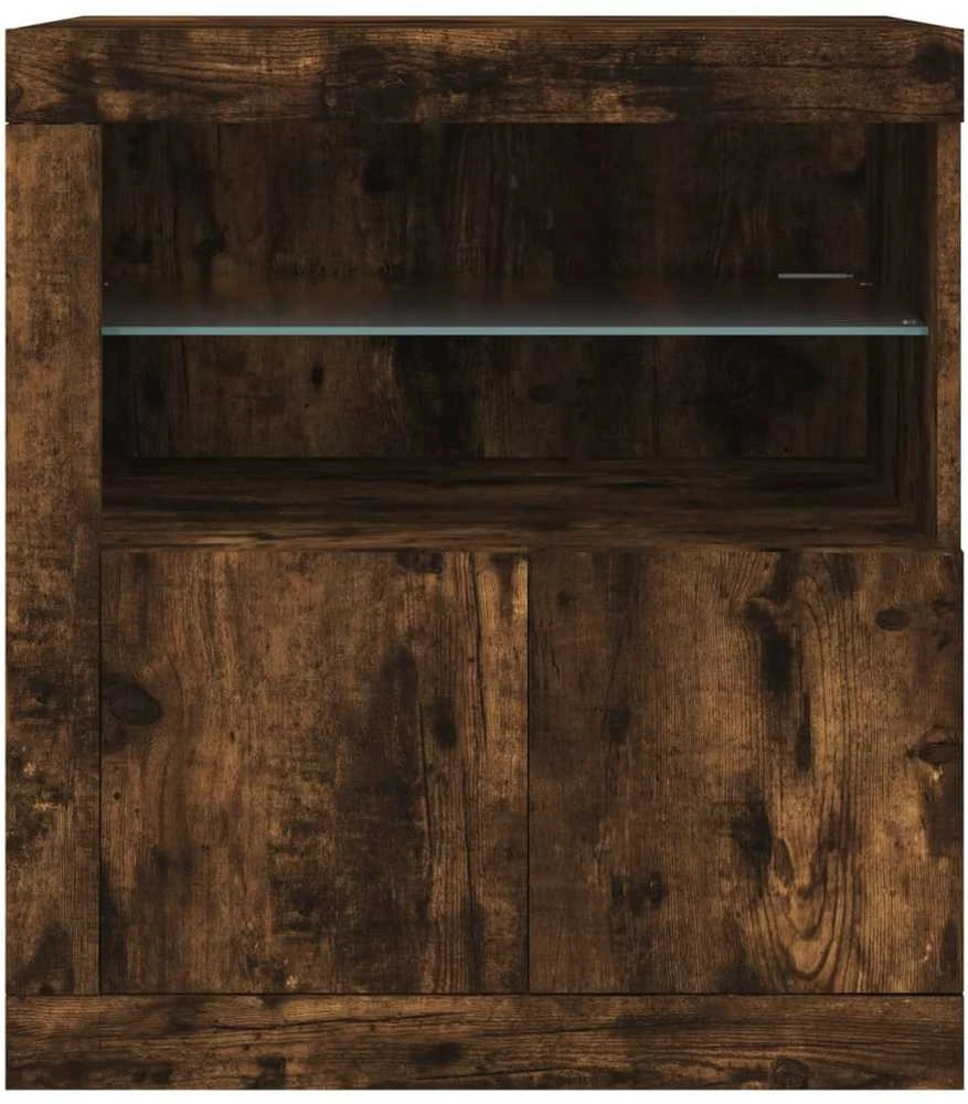 Šoninė spintelė su LED lemputėmis, dūminio ąžuolo, 60,5x37x67cm
