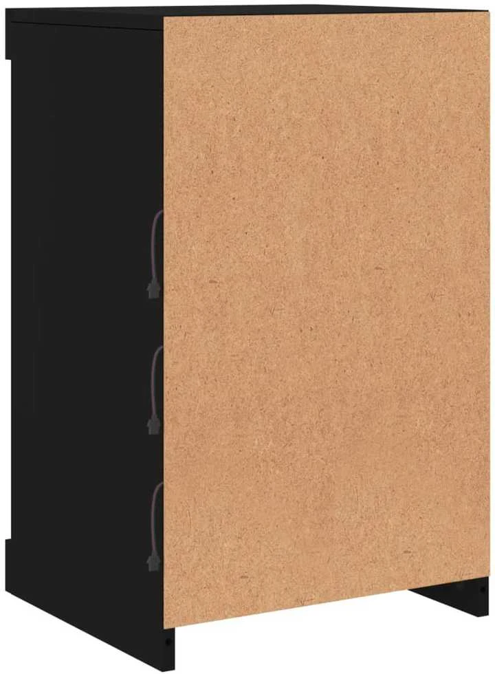 Šoninė spintelė su LED lemputėmis, juodos spalvos, 41x37x67cm