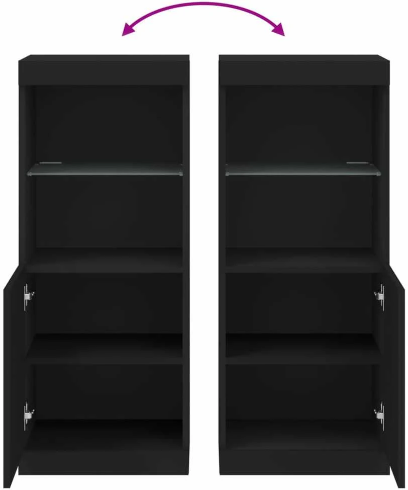 Šoninė spintelė su LED lemputėmis, juodos spalvos, 41x37x100cm
