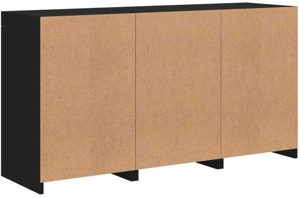 Šoninė spintelė su LED lemputėmis, juodos spalvos, 123x37x67cm