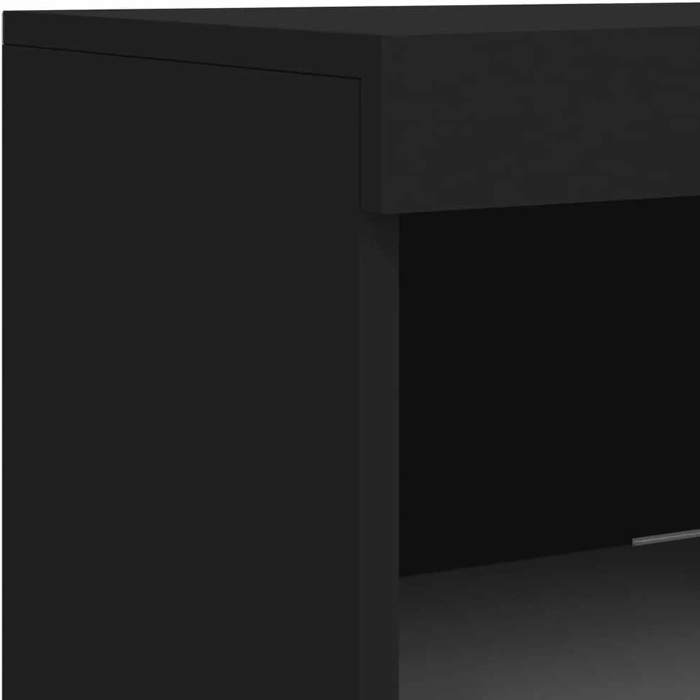 Šoninė spintelė su LED lemputėmis, juodos spalvos, 41x37x100cm