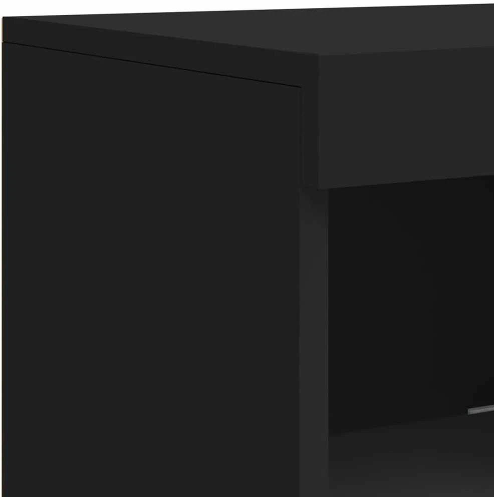 Šoninė spintelė su LED lemputėmis, juodos spalvos, 41x37x100cm