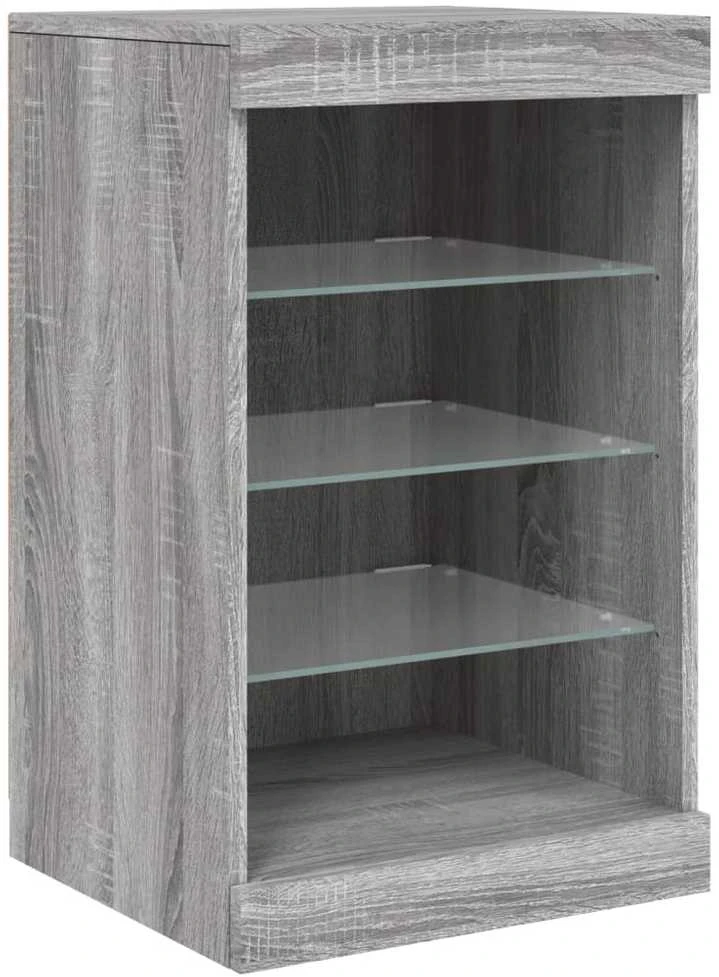 Šoninė spintelė su LED lemputėmis, pilka ąžuolo, 123x37x67cm