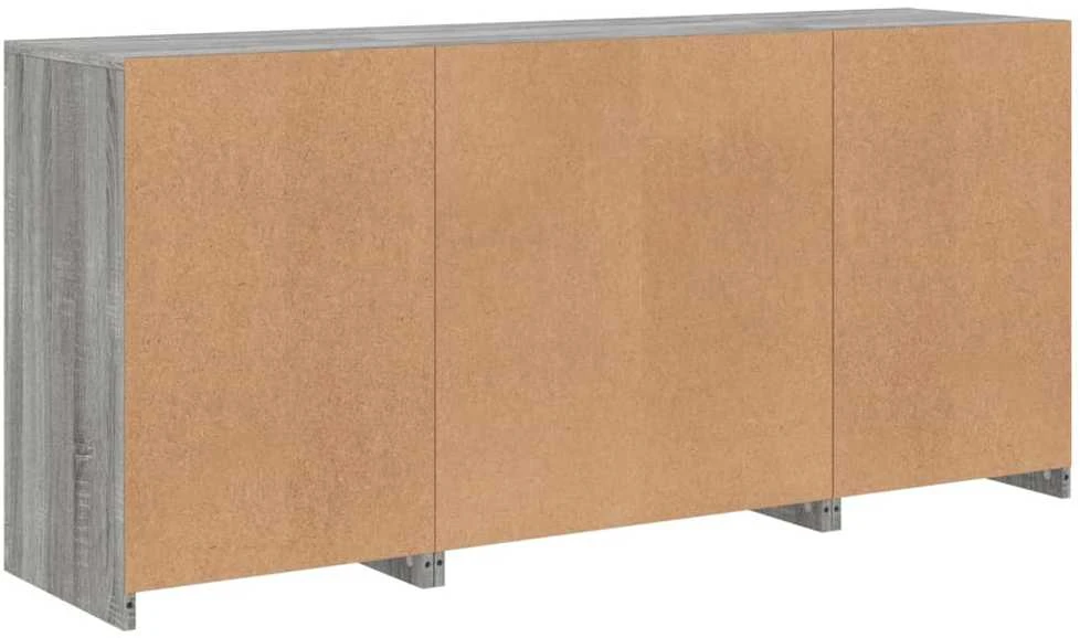 Šoninė spintelė su LED lemputėmis, pilka ąžuolo, 142,5x37x67cm