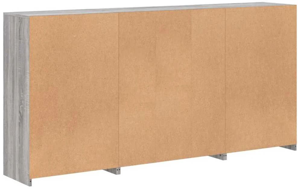 Šoninė spintelė su LED lemputėmis, pilka ąžuolo, 202x37x100cm