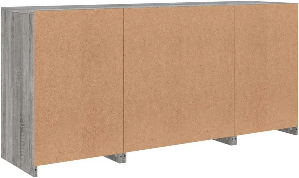 Šoninė spintelė su LED lemputėmis, pilka ąžuolo, 142,5x37x67cm
