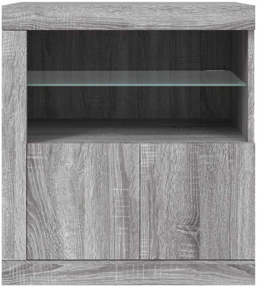 Šoninė spintelė su LED lemputėmis, pilka ąžuolo, 60,5x37x67cm