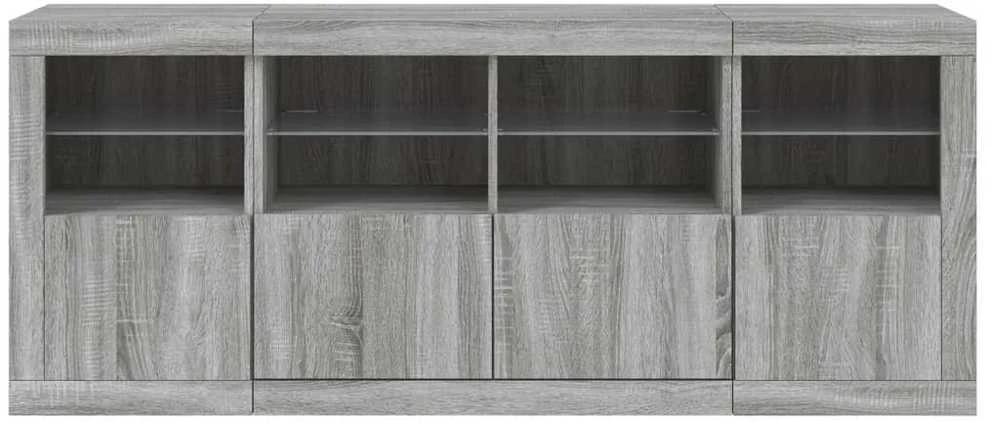 Šoninė spintelė su LED lemputėmis, pilka ąžuolo, 163x37x67cm