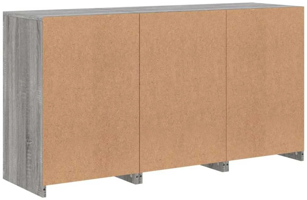 Šoninė spintelė su LED lemputėmis, pilka ąžuolo, 123x37x67cm