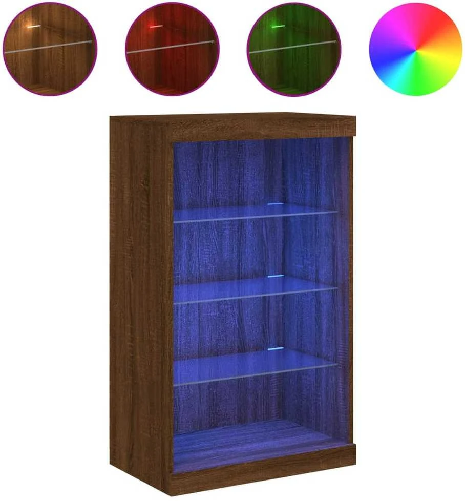 Šoninė spintelė su LED lemputėmis, ruda ąžuolo, 60,5x37x100cm