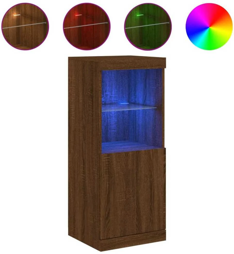 Šoninė spintelė su LED lemputėmis, ruda ąžuolo, 41x37x100cm