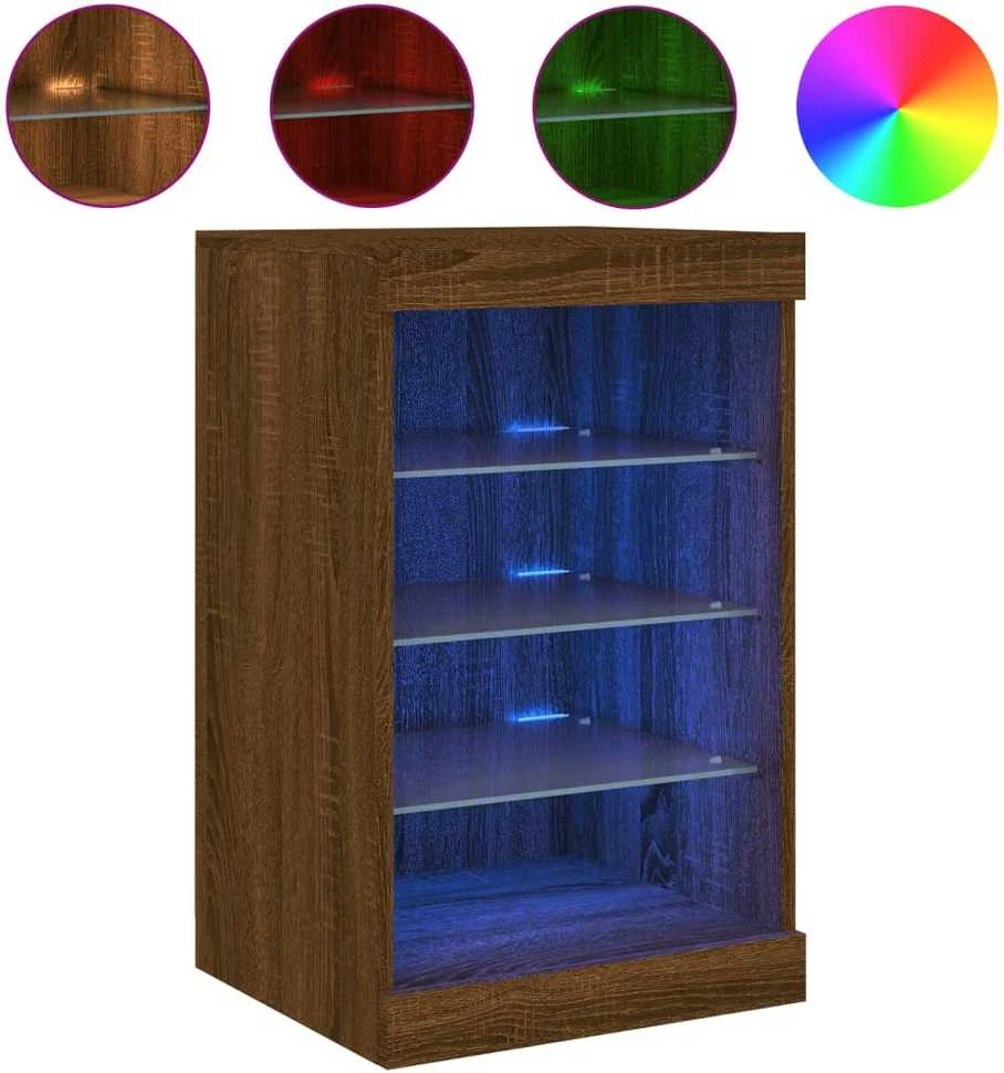 Šoninė spintelė su LED lemputėmis, ruda ąžuolo, 41x37x67cm