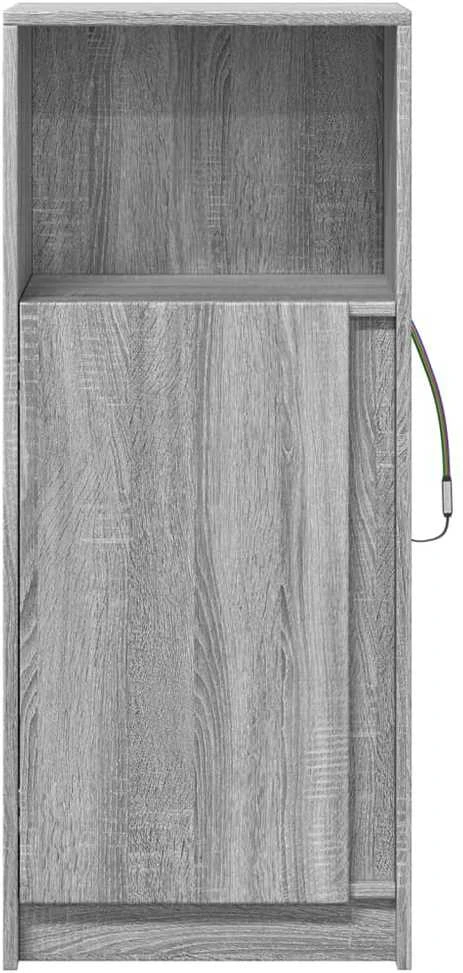 Šoninė spintelė su LED, pilka ąžuolo, 42,5x34x100cm, mediena