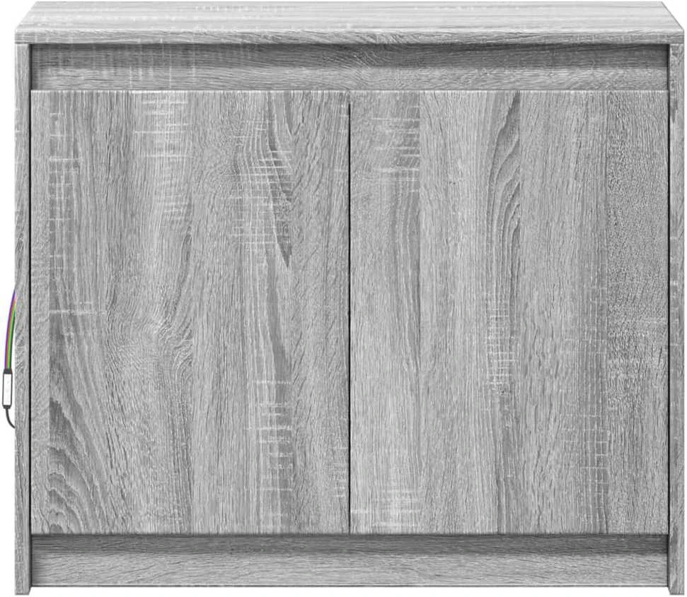 Šoninė spintelė su LED, pilka ąžuolo, 72x34x61cm, mediena