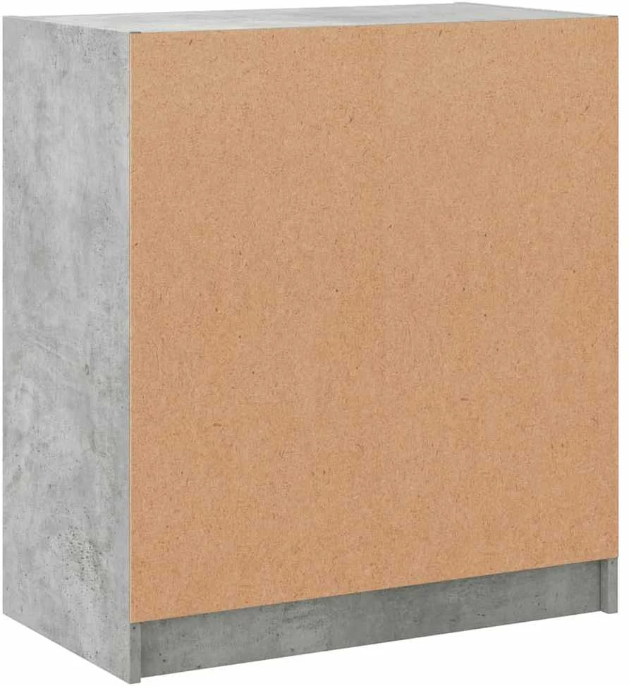 Šoninė spintelė su stiklinėmis durelėmis, betono, 68x37x75,5cm