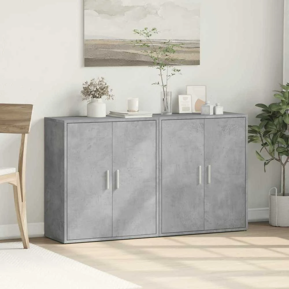 Šoninės spintelės, 2vnt., betono, 60x31x70cm, apdirbta mediena